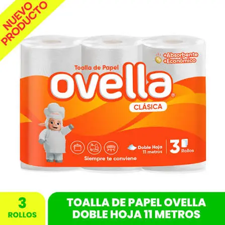 Toalla papel OVELLA clasica 3x11mt doble hoja