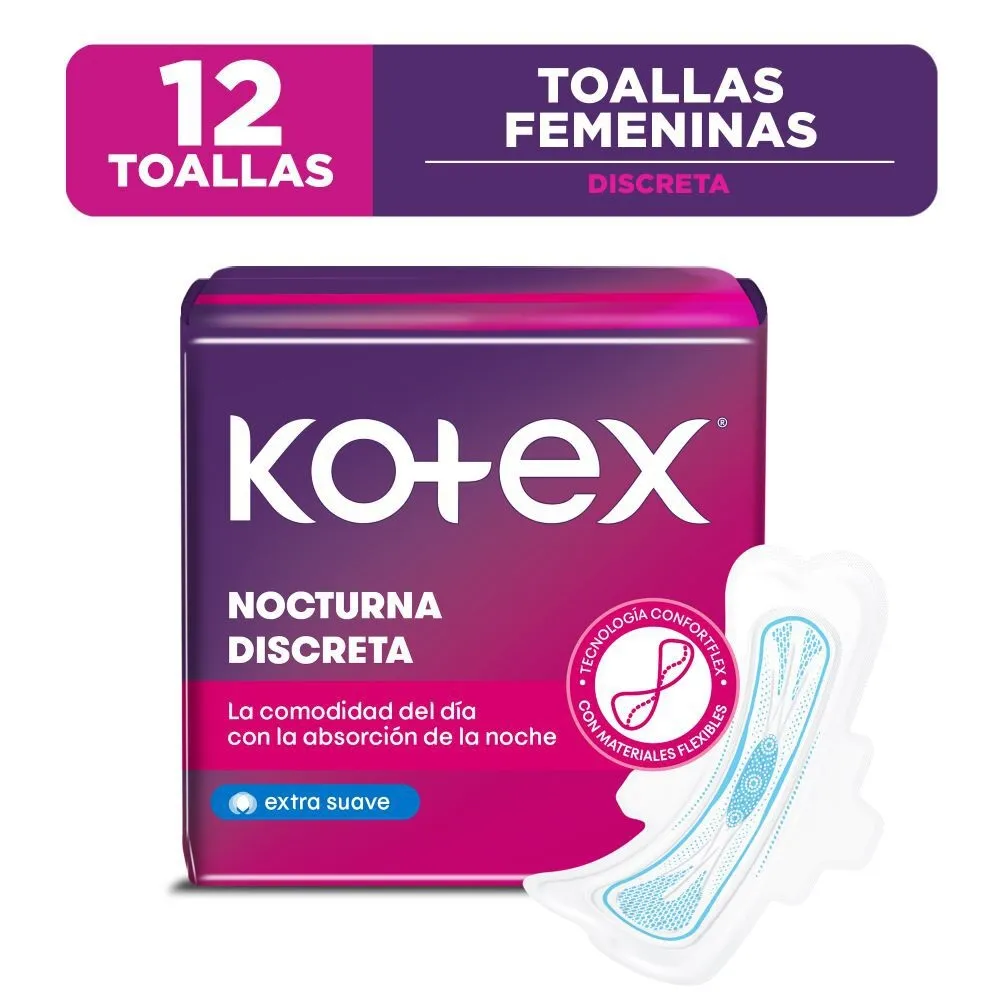 Higienica KOTEX nocturna discreta extrasuave x12