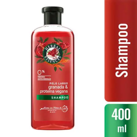 Shampoo HERBAL 400ml pelo largo granada y proteina vegana