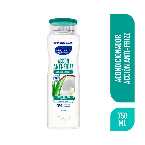 Acondicionador frasco BALLERINA accion anti frizz aceite de coco y jazmin