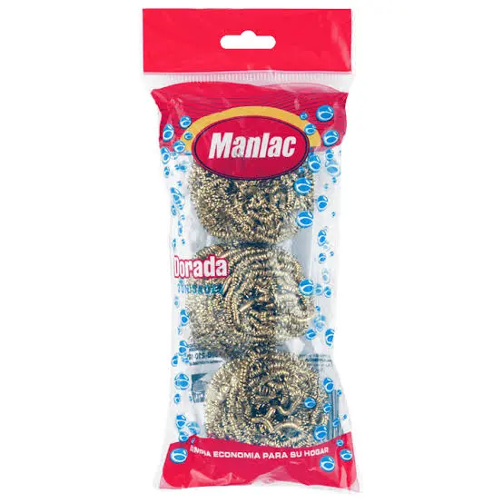 Esponja metalica MANLAC x3uni dorada