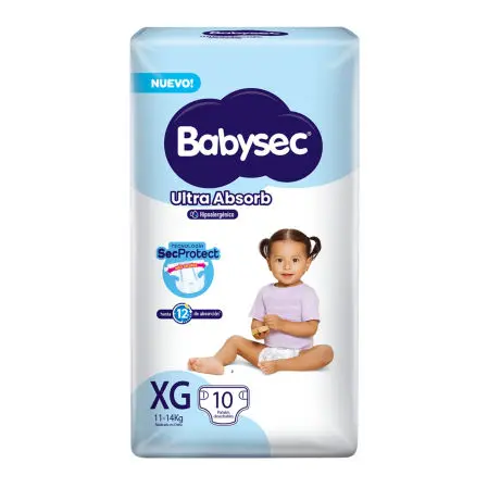  Pañal BABYSEC ultra absorb 10un (XG) sec protec