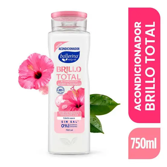 Acondicionador frasco BALLERINA 750ml brillo total flor de hibisco y vitaminass