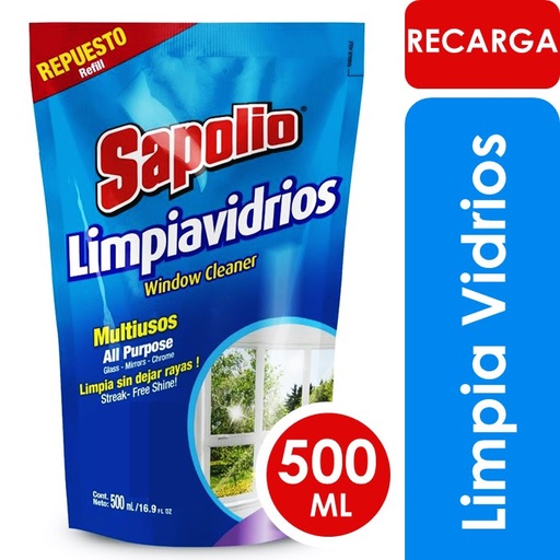 Limpia vidrio SAPOLIO 500ml recarga