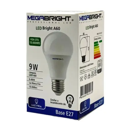 Ampolleta MEGABRIGHT 9W Luz Fria