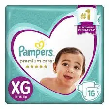 Pañal PAMPERS premium care 16u (XG)