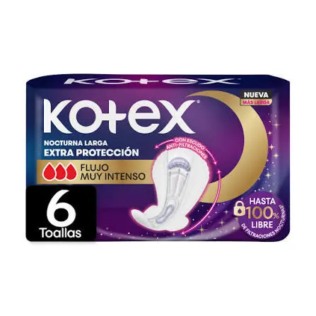 Toalla higienica KOTEX x6 nocturna extra proteccion 